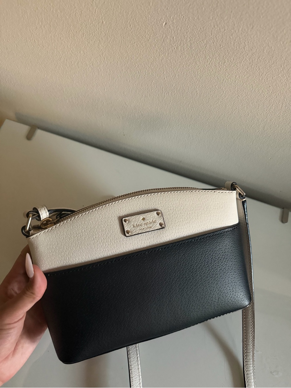 Kate Spade Wellesley Hannah Black White Leather Crossbody